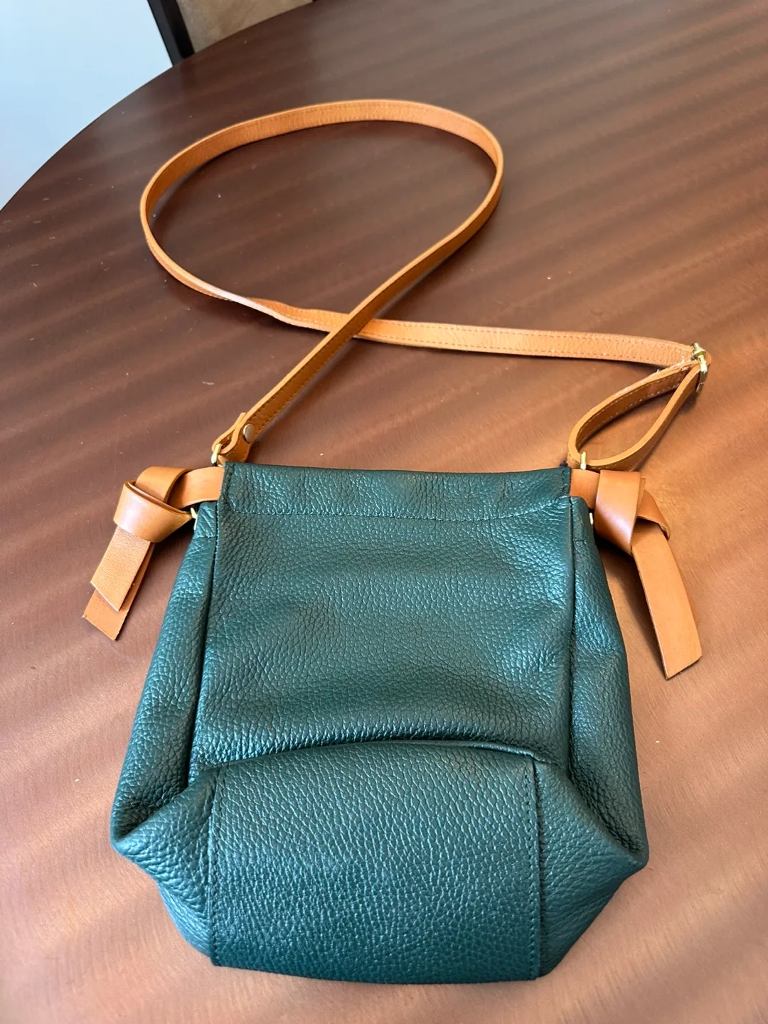 Valentina Italian Leather Crossbody Bag - Green/Brown image indicator(5)