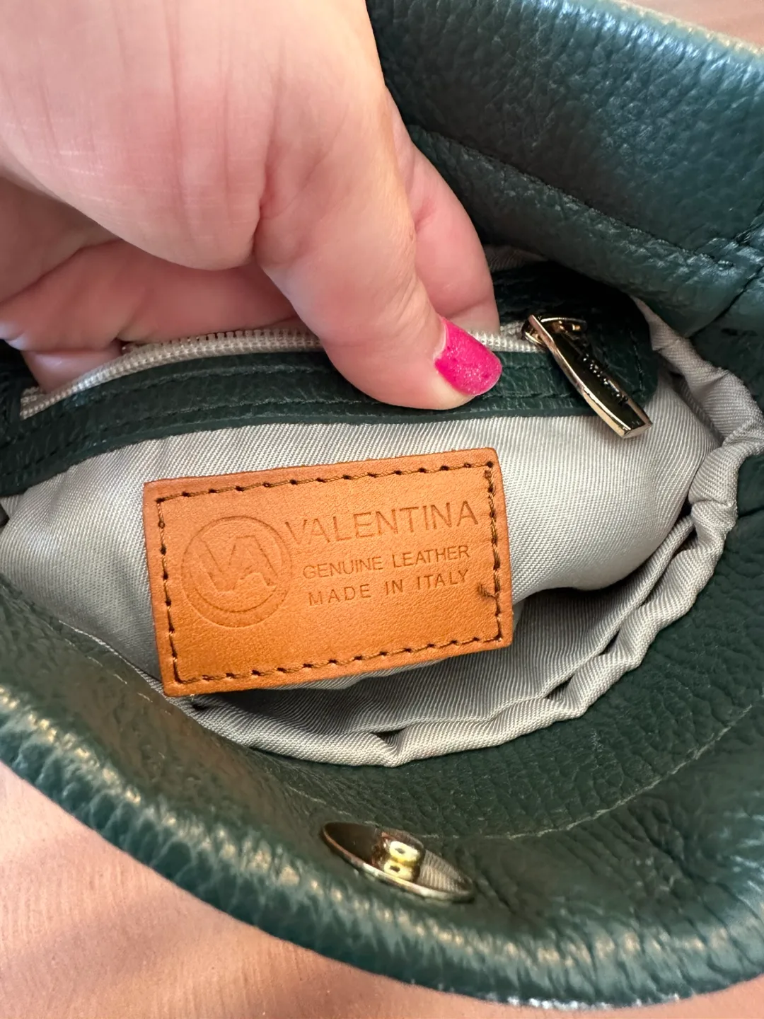 Valentina Italian Leather Crossbody Bag - Green/Brown image indicator(7)