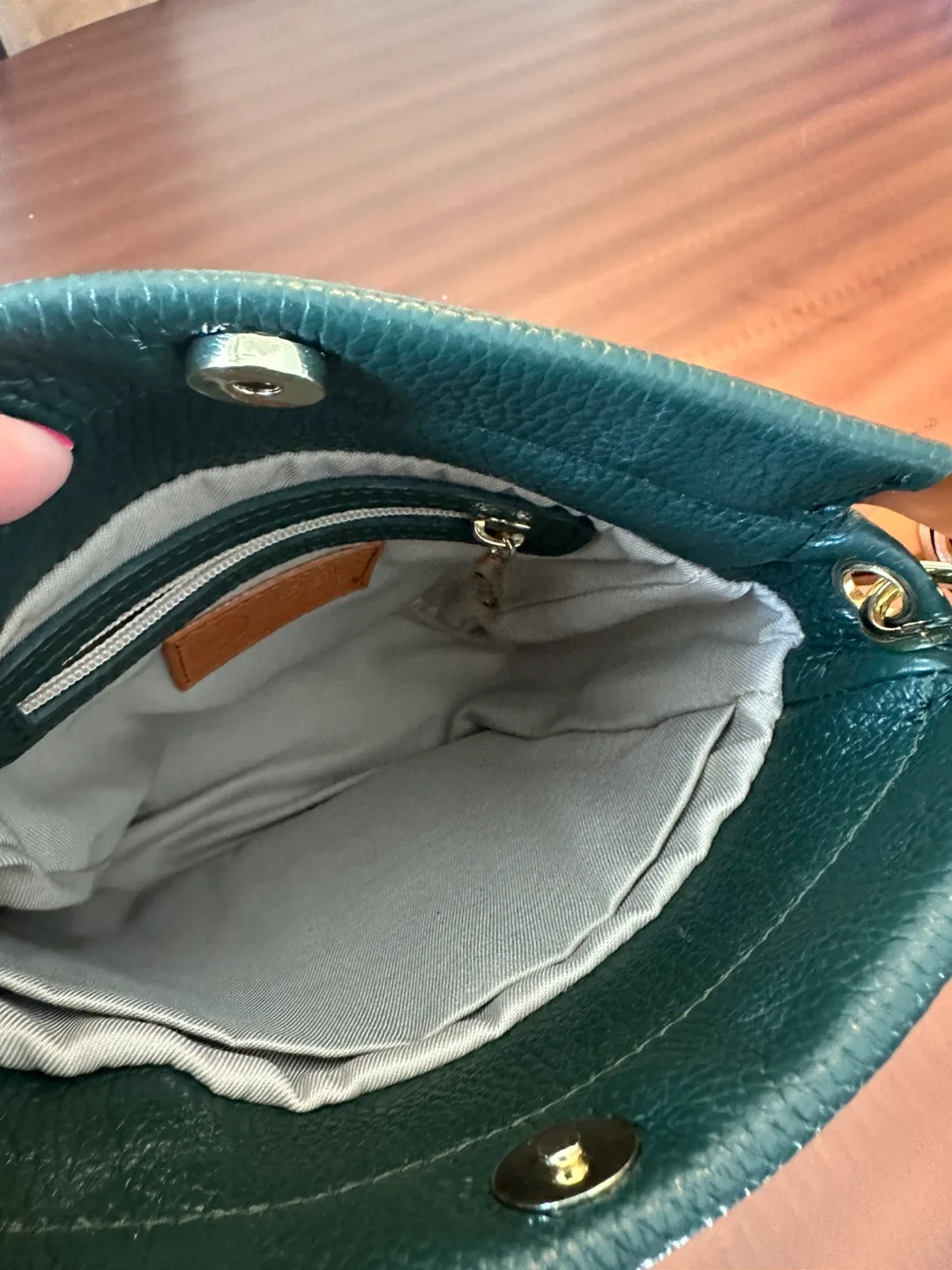 Valentina Italian Leather Crossbody Bag - Green/Brown image indicator(10)