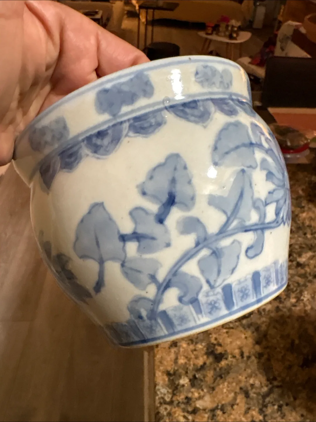 Blue & White Floral Ceramic Pot thumbnail