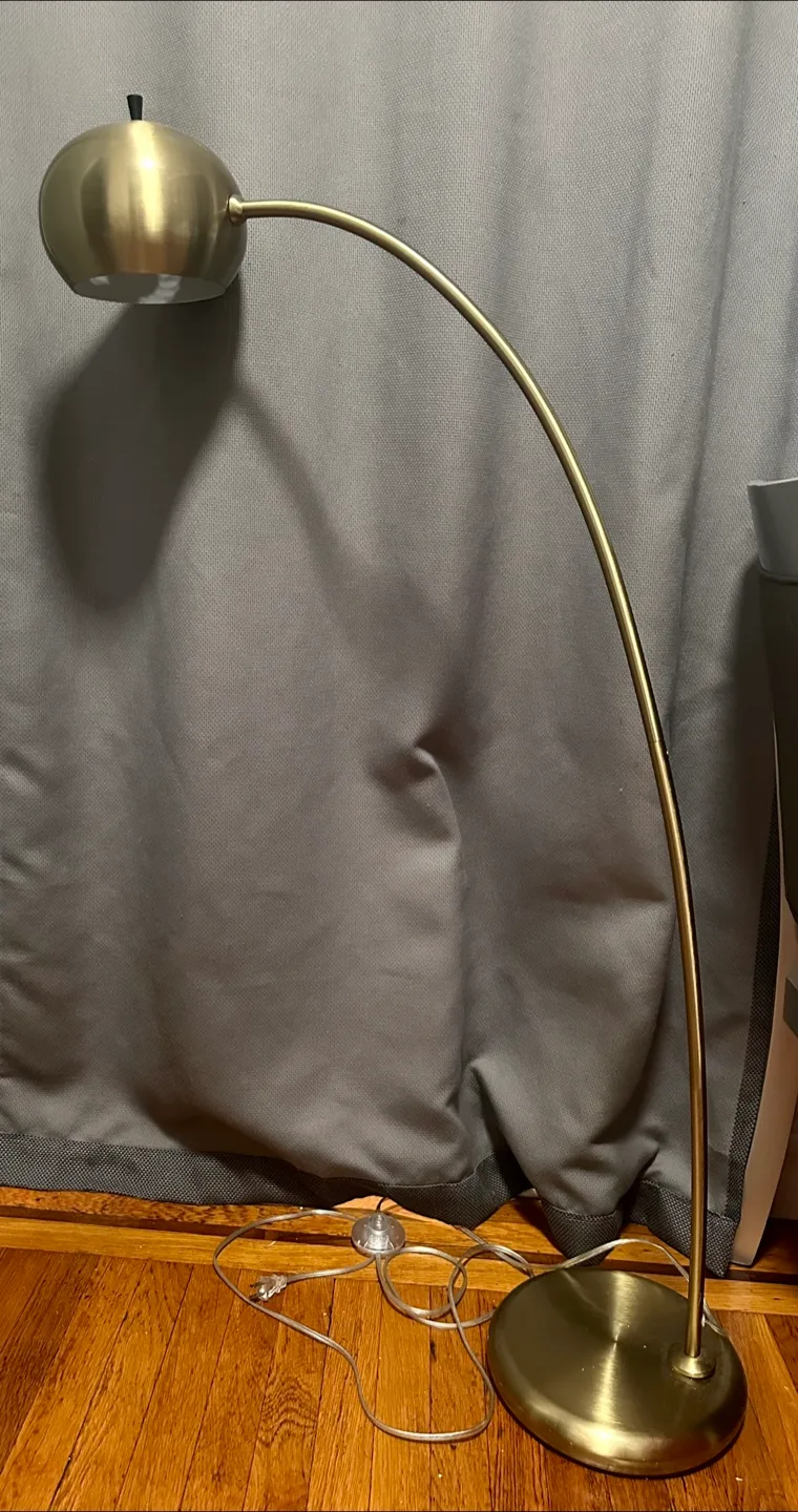 West Elm gold metal petite arc lamp thumbnail