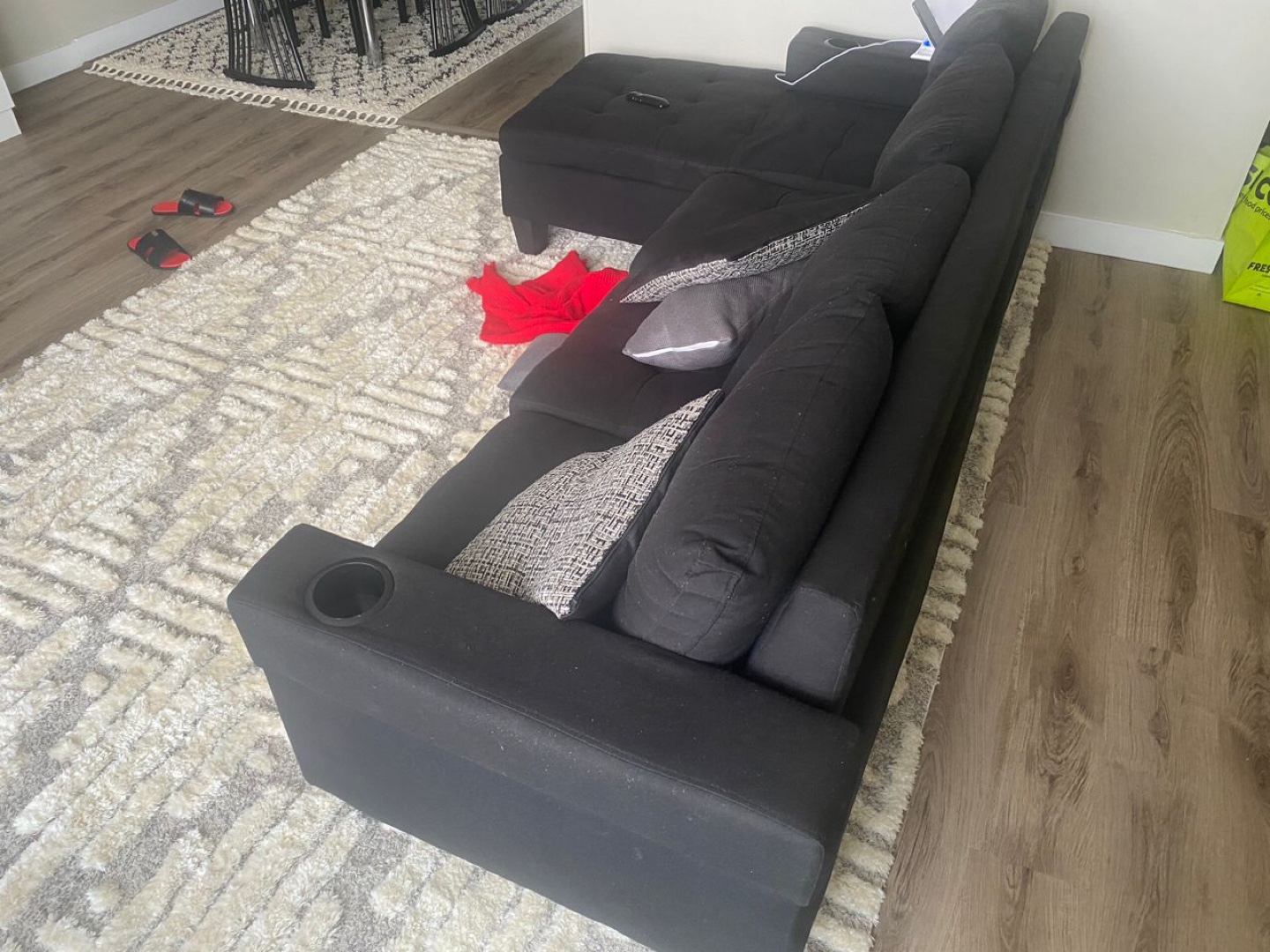 Black Sectional Sofa with Chaise Lounge - photo 4