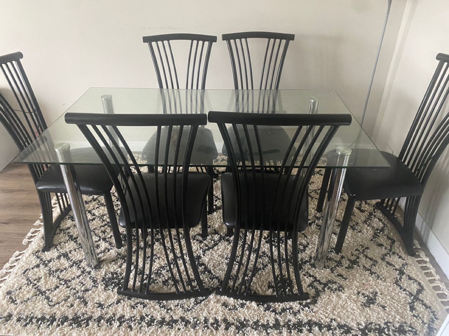 Dining Table with 6 Chairs - Black