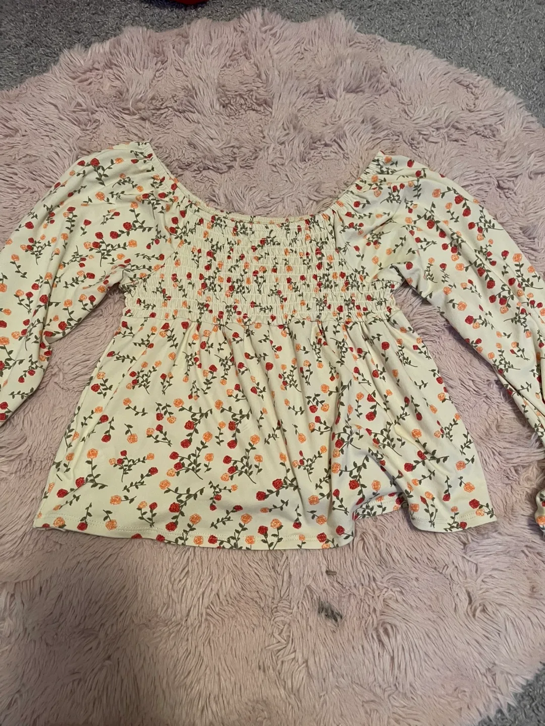 OKIDS Floral Long Sleeve Top - Size M (10/12) thumbnail