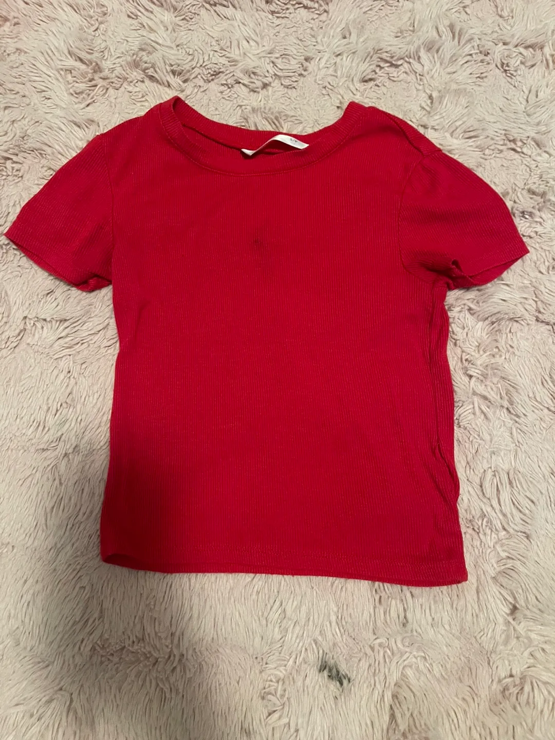 OKIDS Red Ribbed Tee - Size S thumbnail