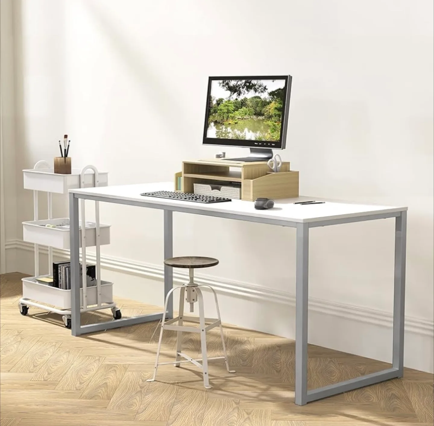 White and Grey Office Desk thumbnail