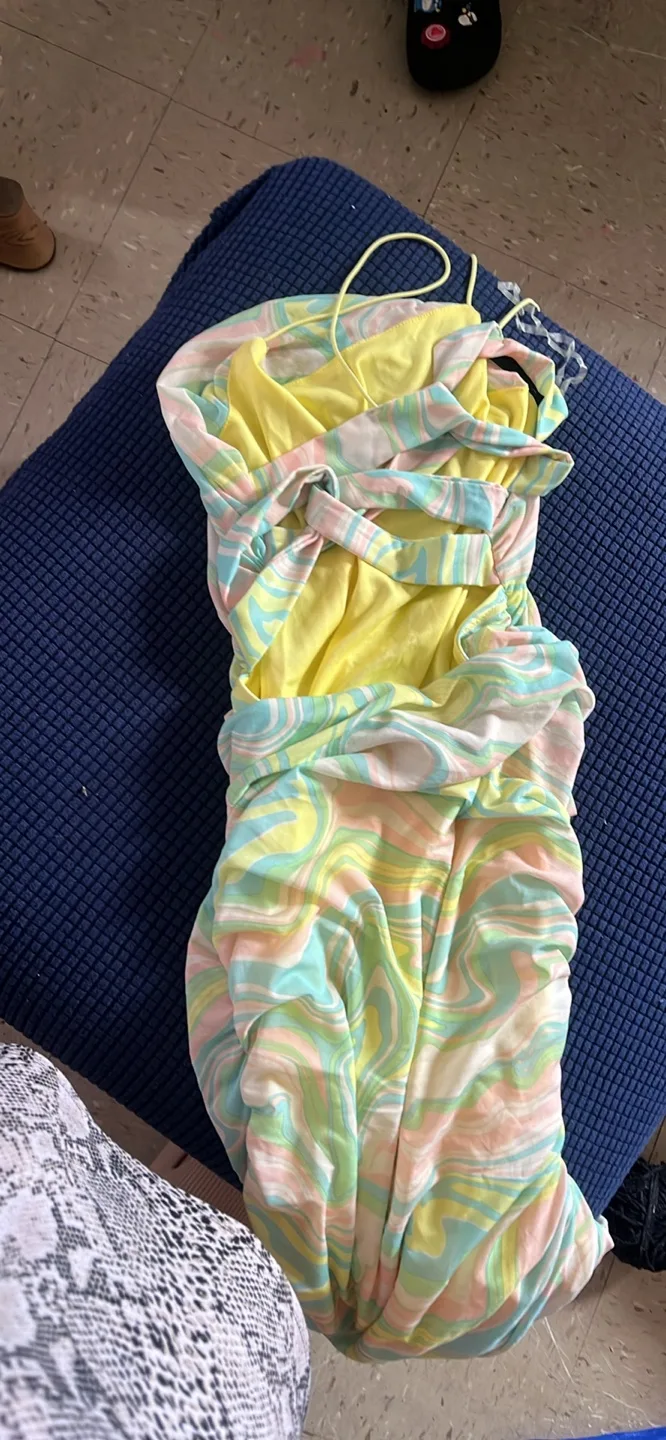 Colorful Ruched Mini Dress thumbnail