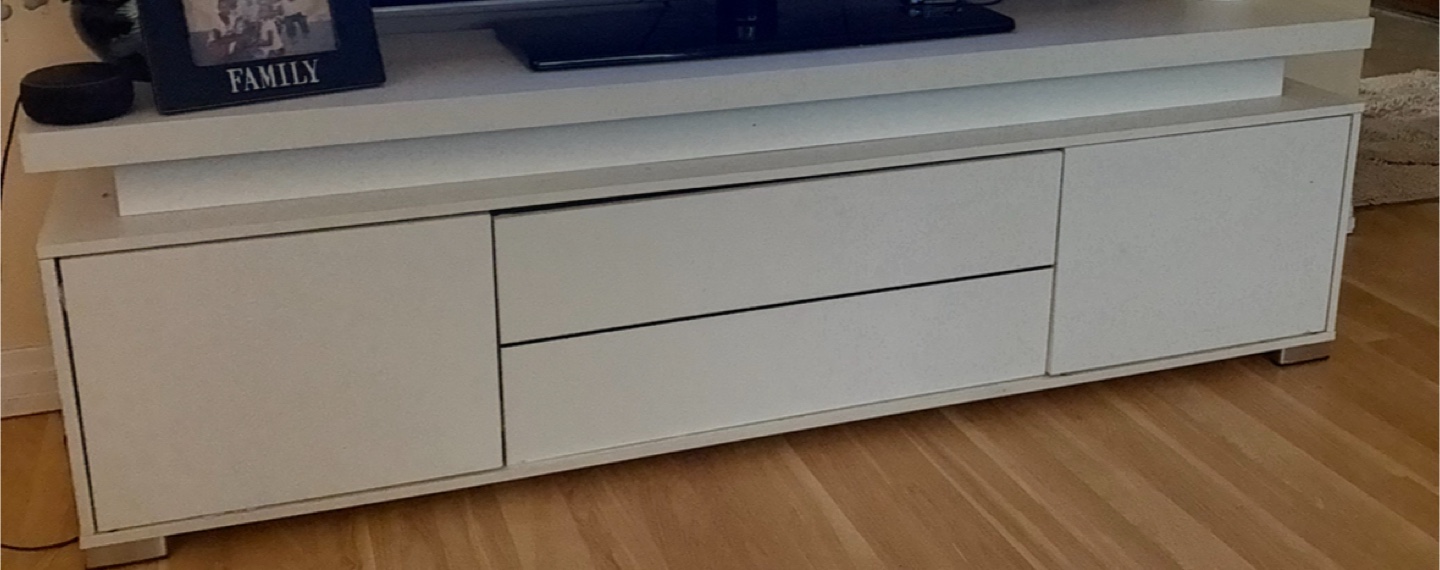 White TV Stand with Storage