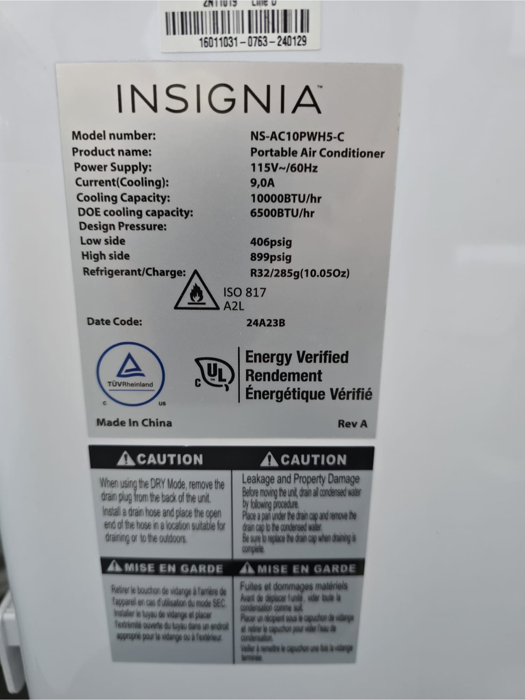Insignia Portable Air Conditioner - Like New!