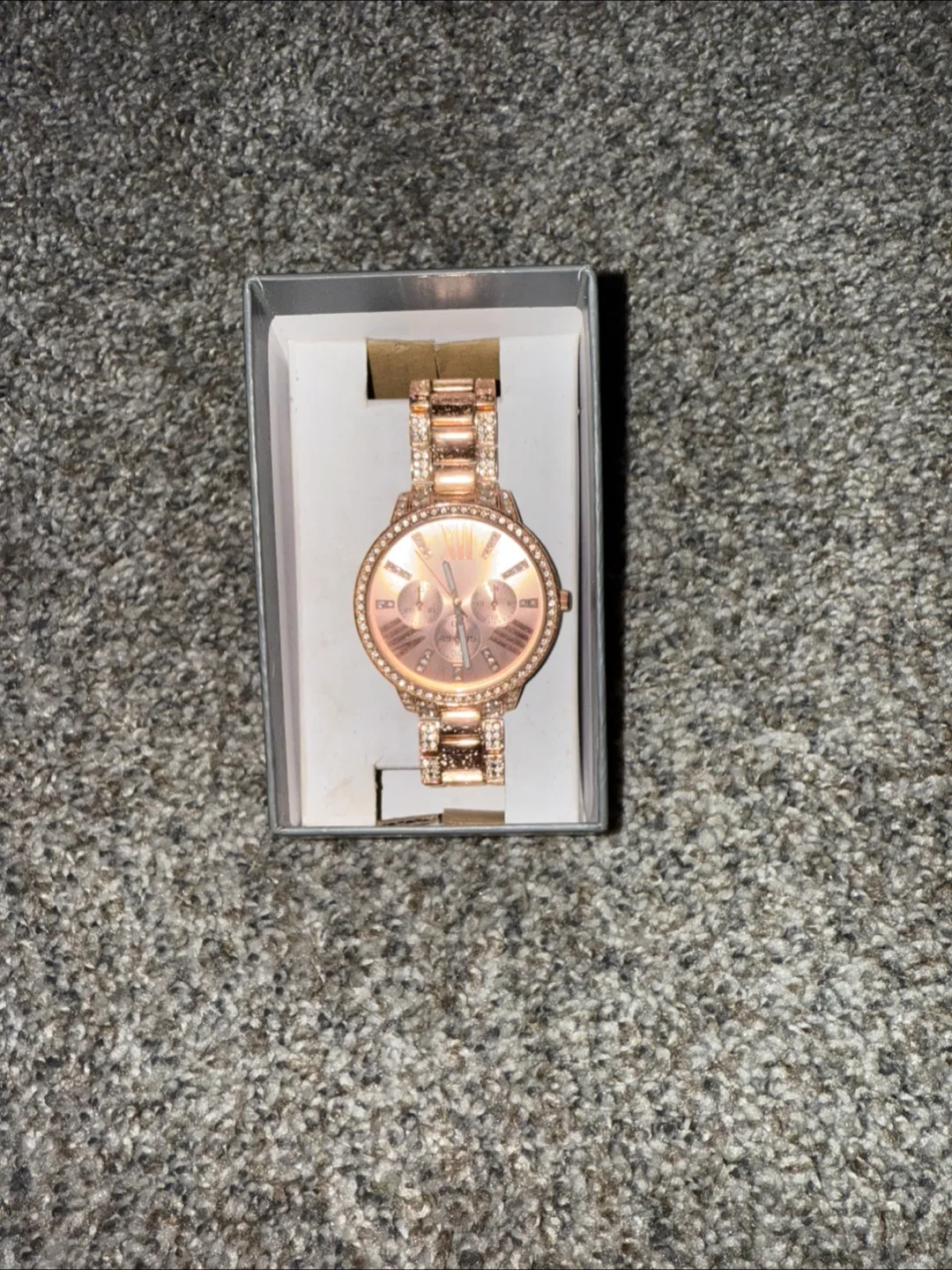 Rose Gold Rhinestone Watch with Box thumbnail