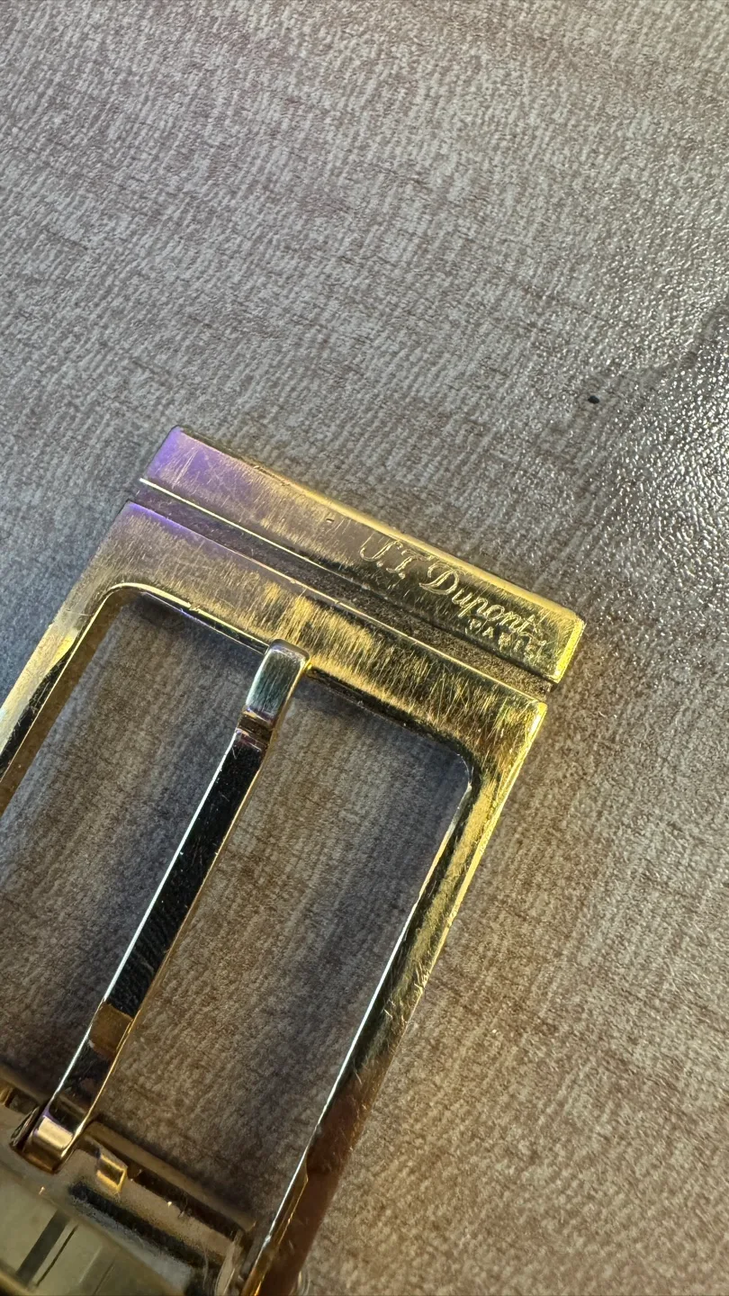 S.T. Dupont Gold Belt Buckle & Leather Belt thumbnail