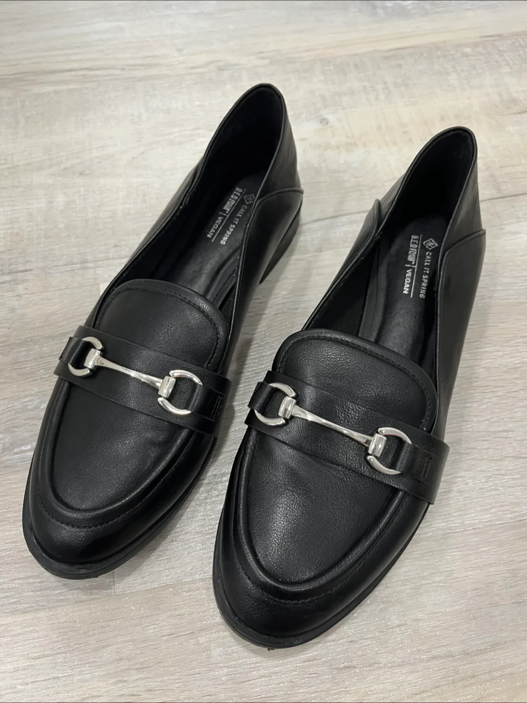 Call It Spring Black Vegan Loafers - Size 8 thumbnail