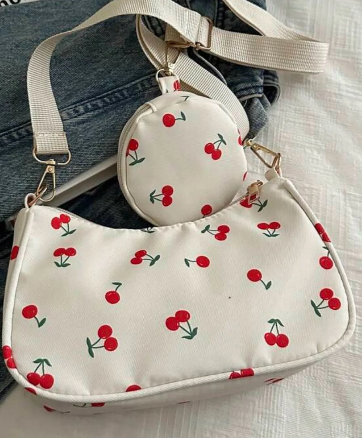 New Cherry Pattern Shoulder Bag with Coin Purse thumbnail