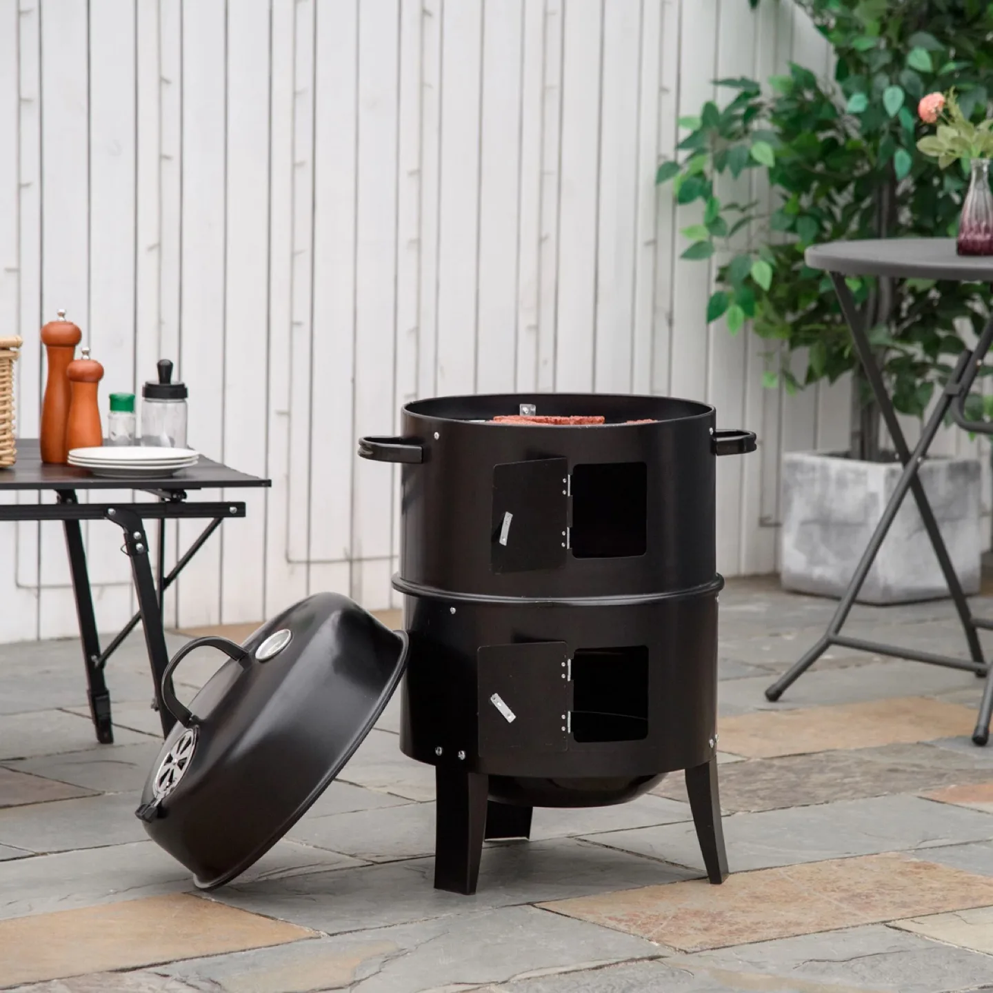 3-in-1 Charcoal Smoker BBQ Grill thumbnail