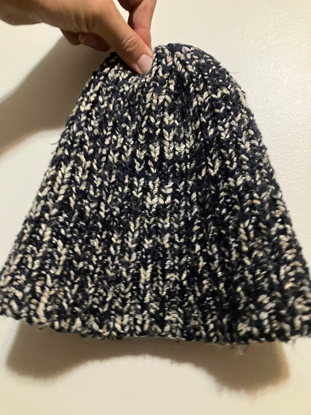Hand-knitted Beanie - Black & White thumbnail