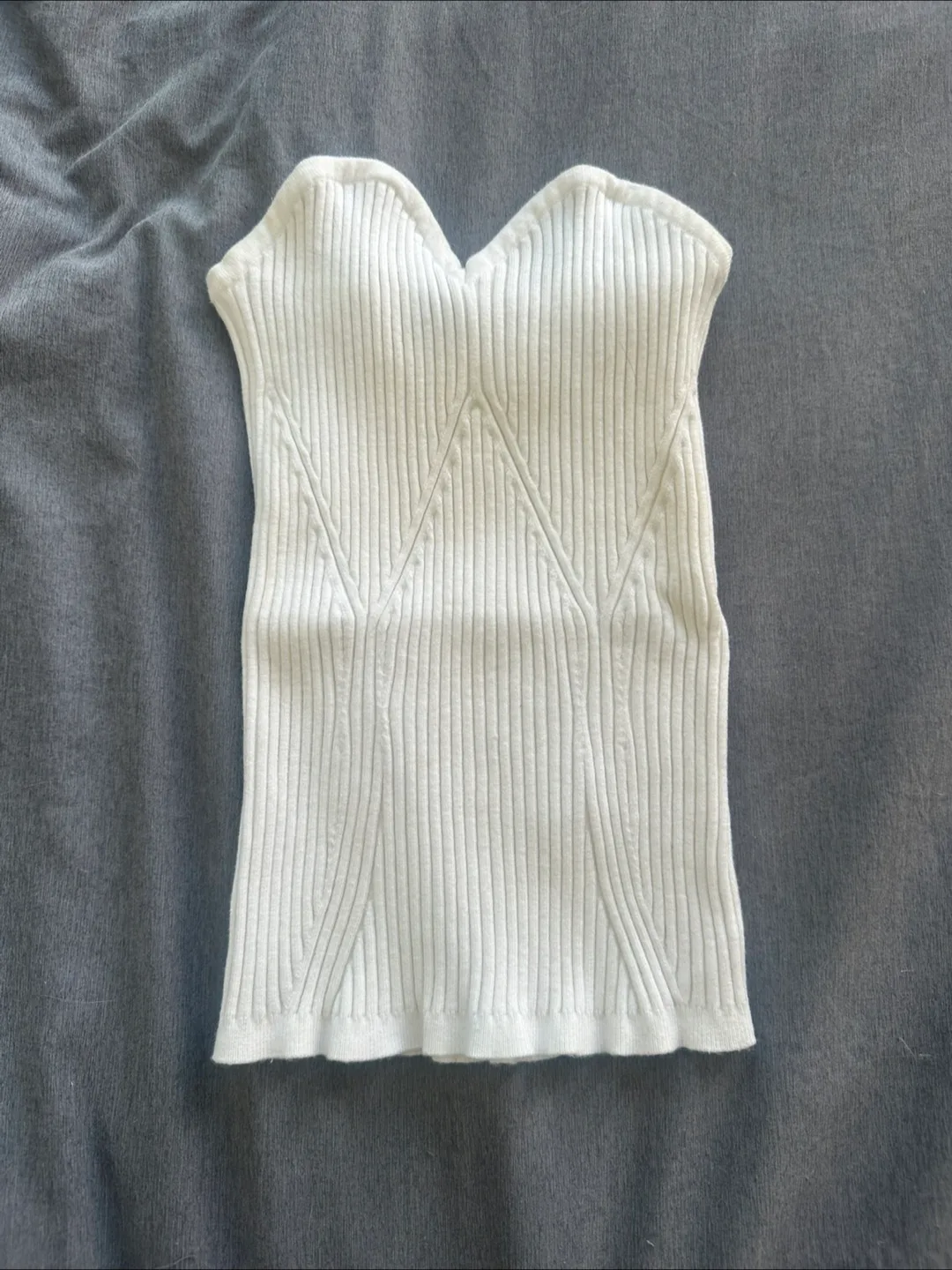 White Ribbed Knit Tube Top - Size 6 image indicator(2)