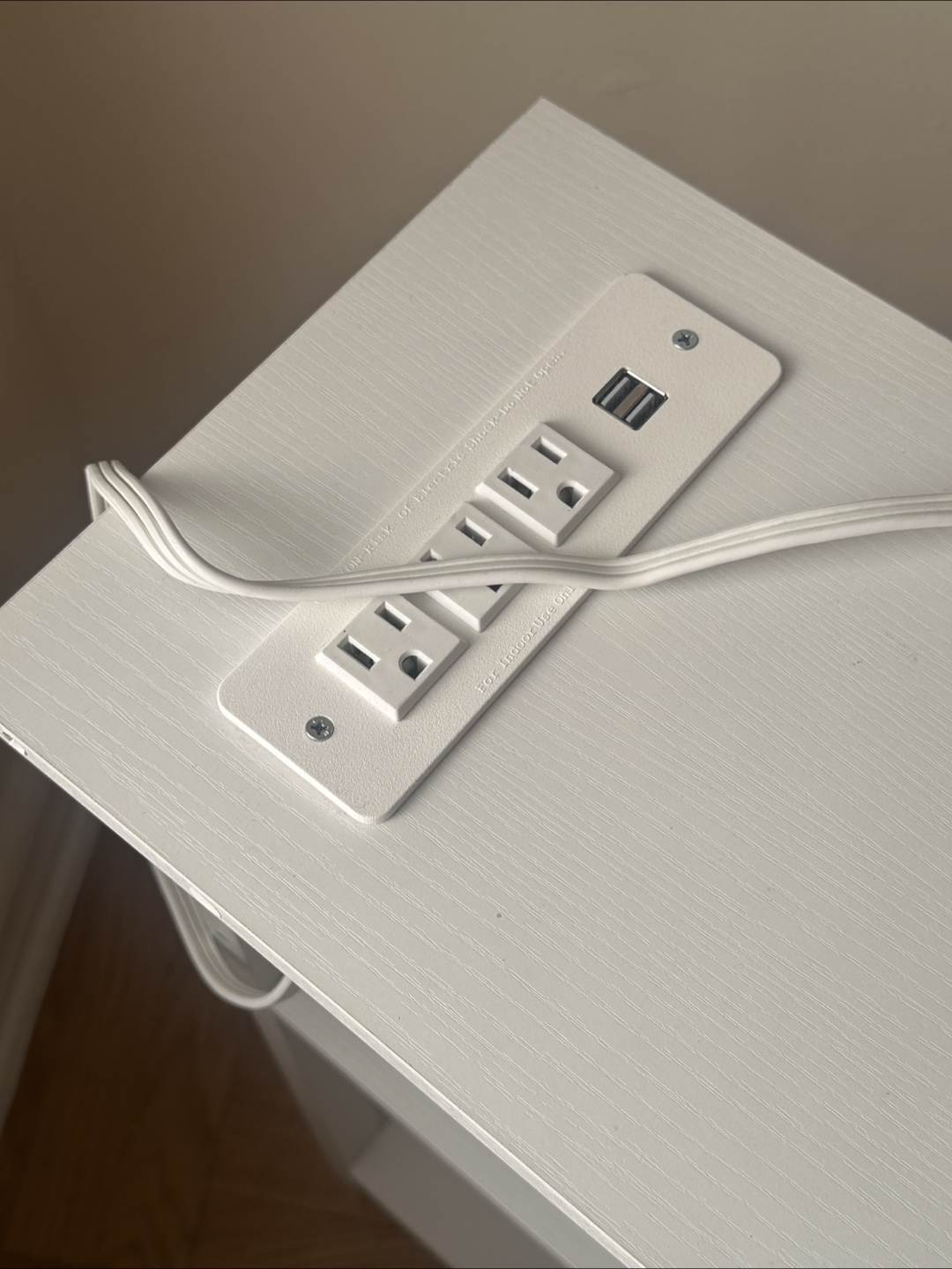 White 3-Tier Shelf with Built-in Power Strip - photo 4