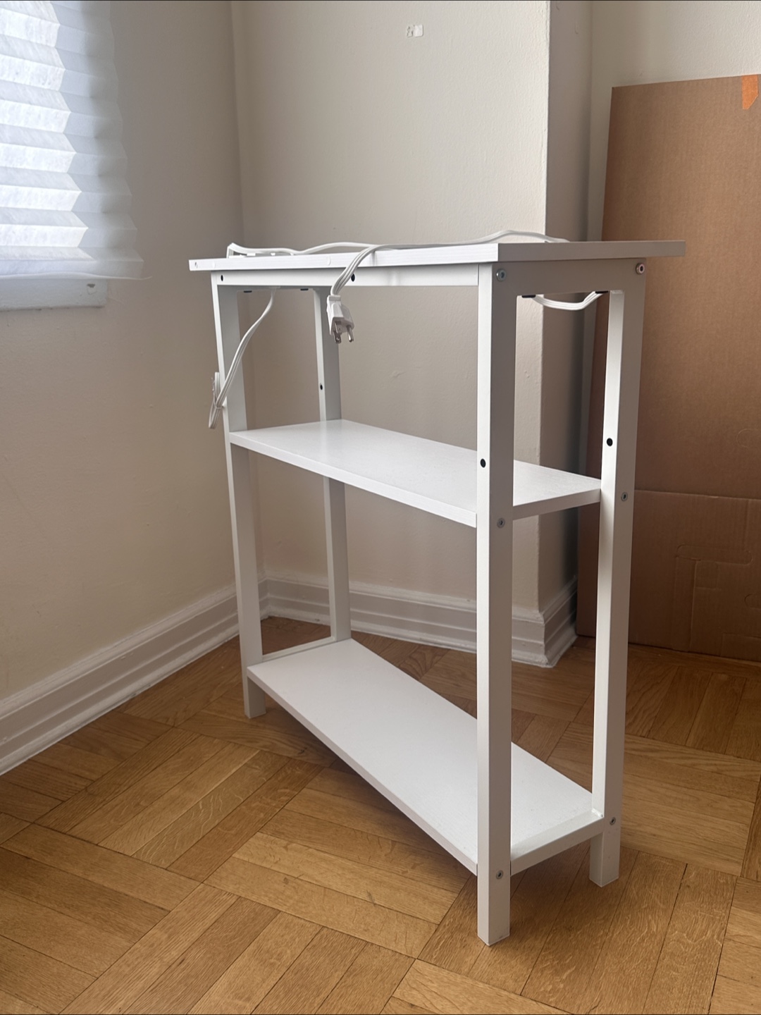 White 3-Tier Shelf with Built-in Power Strip - photo 2