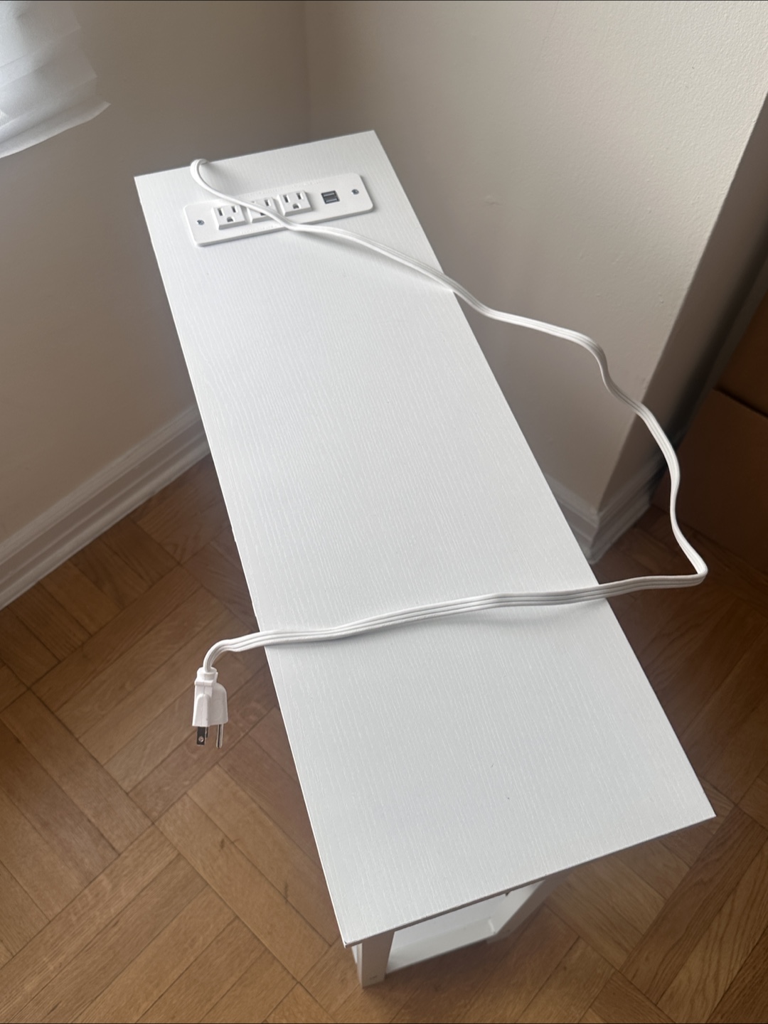 White 3-Tier Shelf with Built-in Power Strip - photo 3