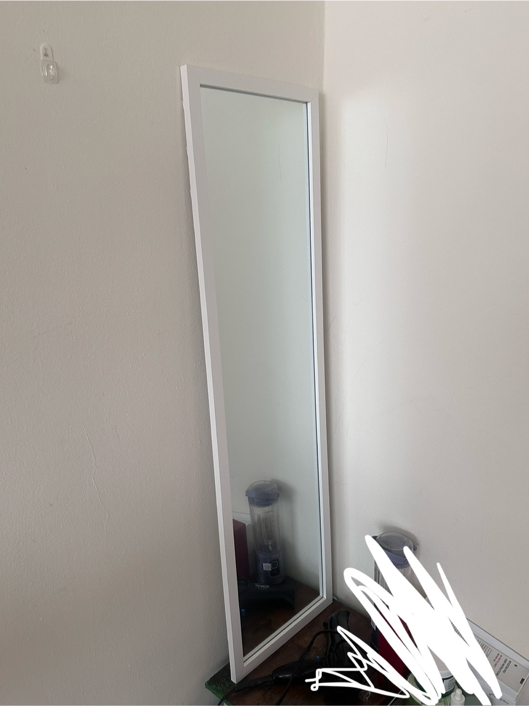 Full Length White Framed Mirror