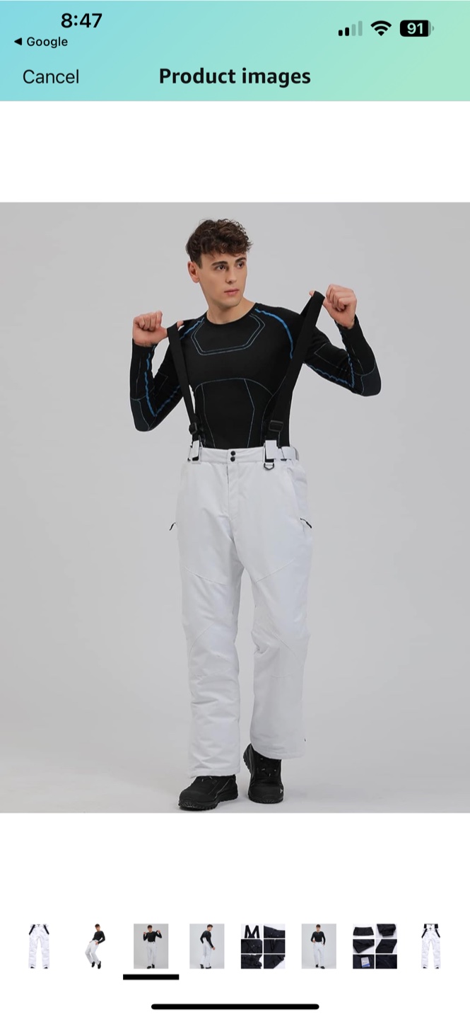 Yeefine White 2XL Snow Pants - New