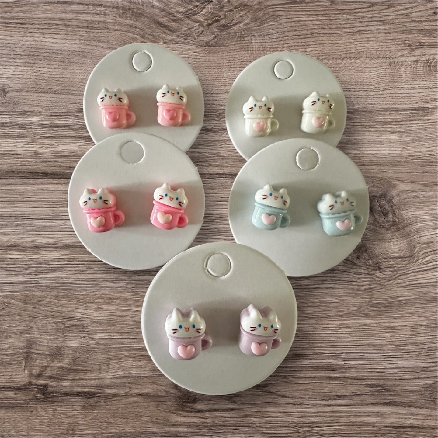 Cute Cat Cup Stud Earrings