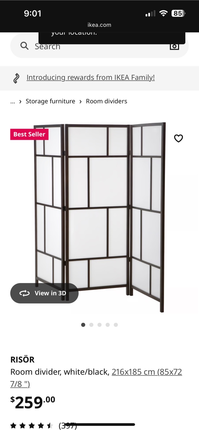 IKEA RISÖR Room Divider - White/Black