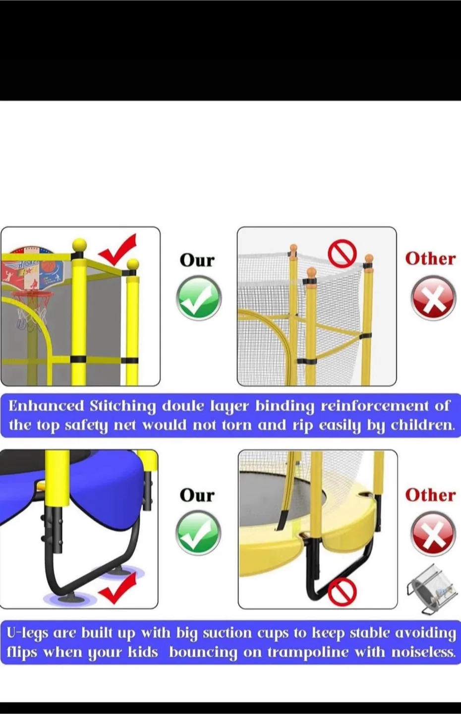 60” Trampoline for Kids,5Ft Indoor and Outdoor image indicator(2)