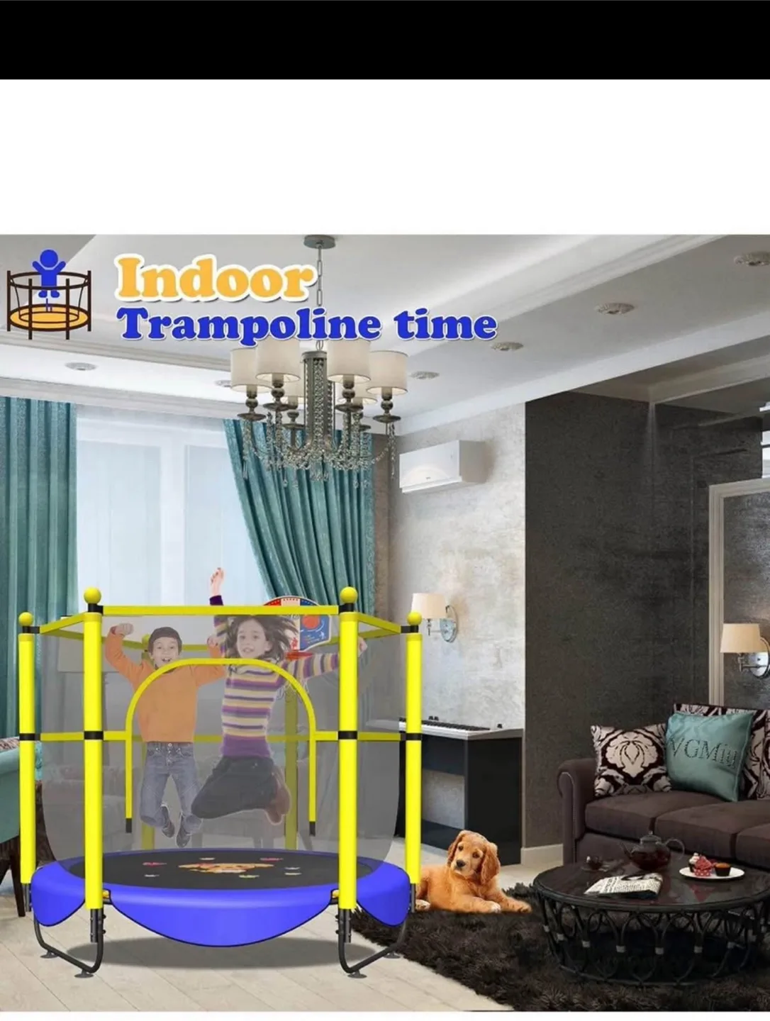 60” Trampoline for Kids,5Ft Indoor and Outdoor image indicator(3)