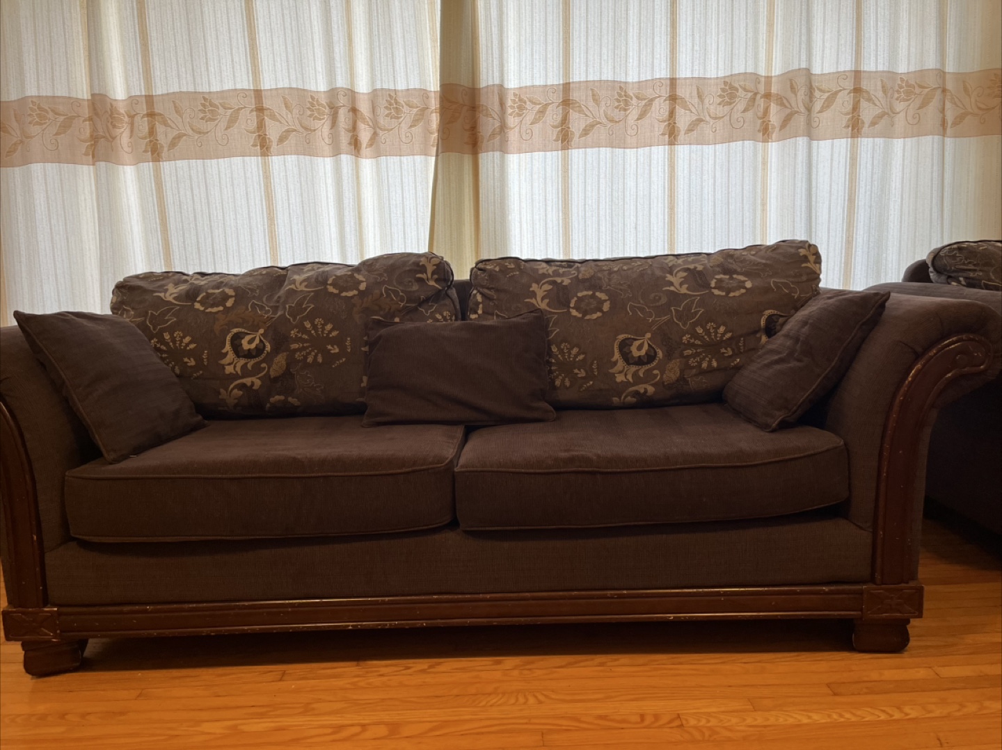 3 pc Sofa set Brown Floral Pattern Sofa and Armchair Set