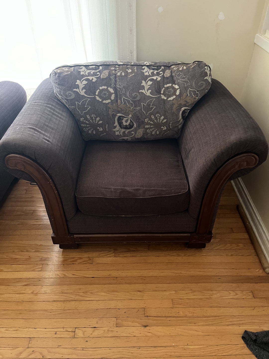 3 pc Sofa set Brown Floral Pattern Sofa and Armchair Set - photo 2