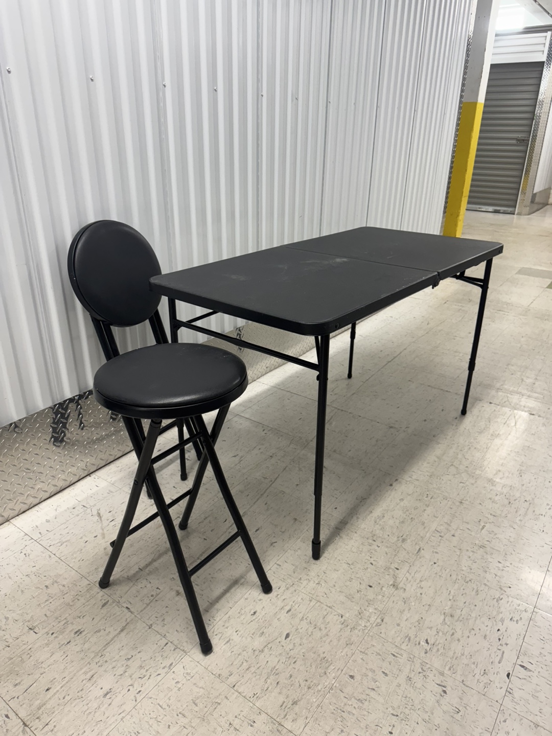 Folding Table and Stool Set - Black