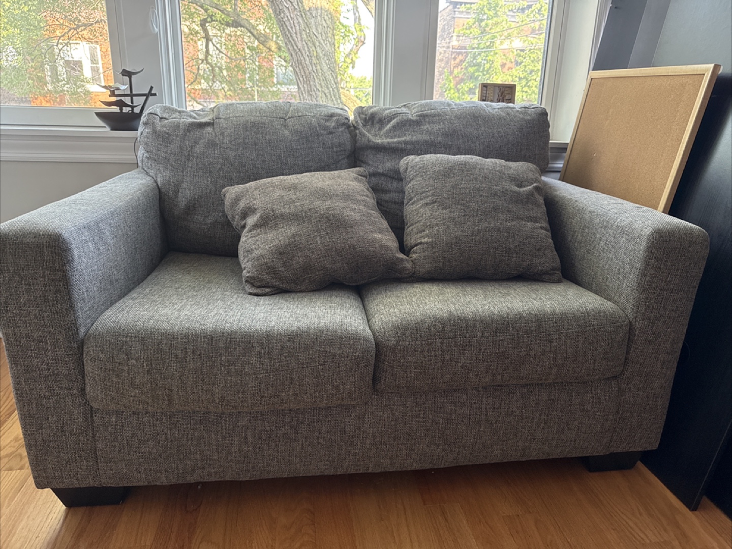 Gray Loveseat Sofa with Pillows