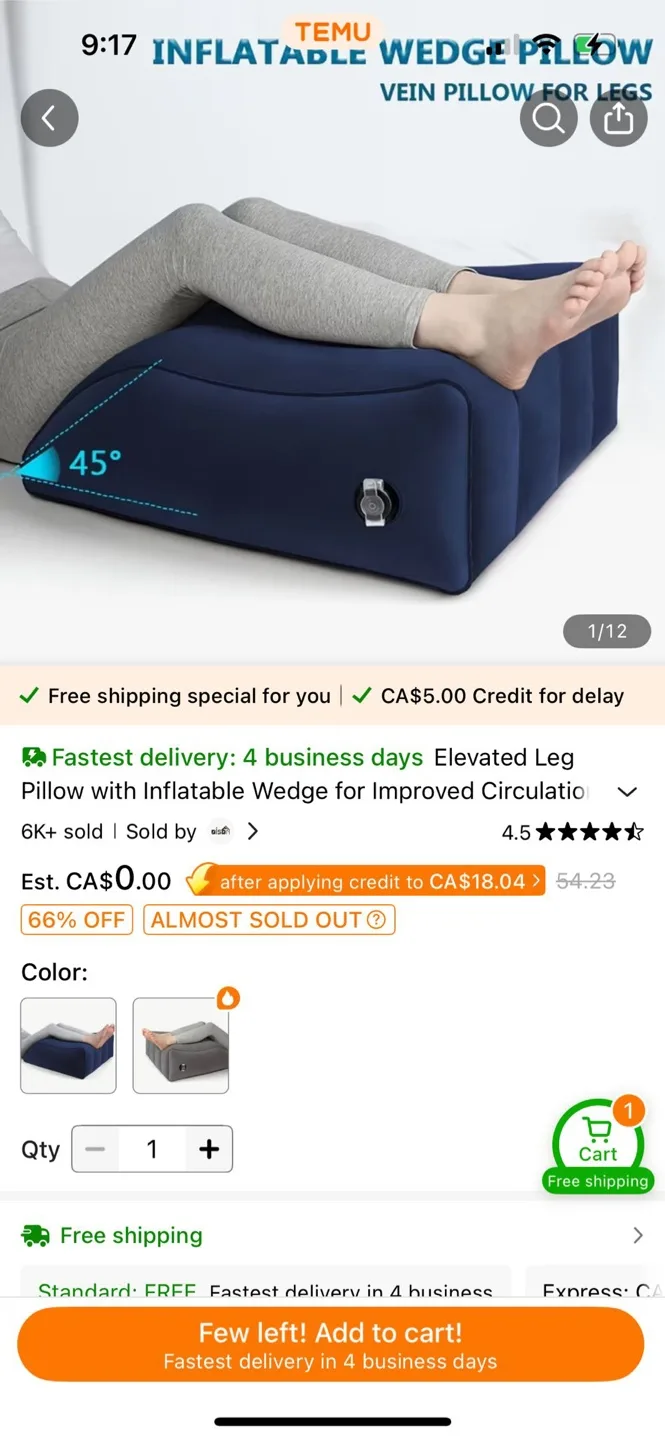 Inflated leg pillow thumbnail