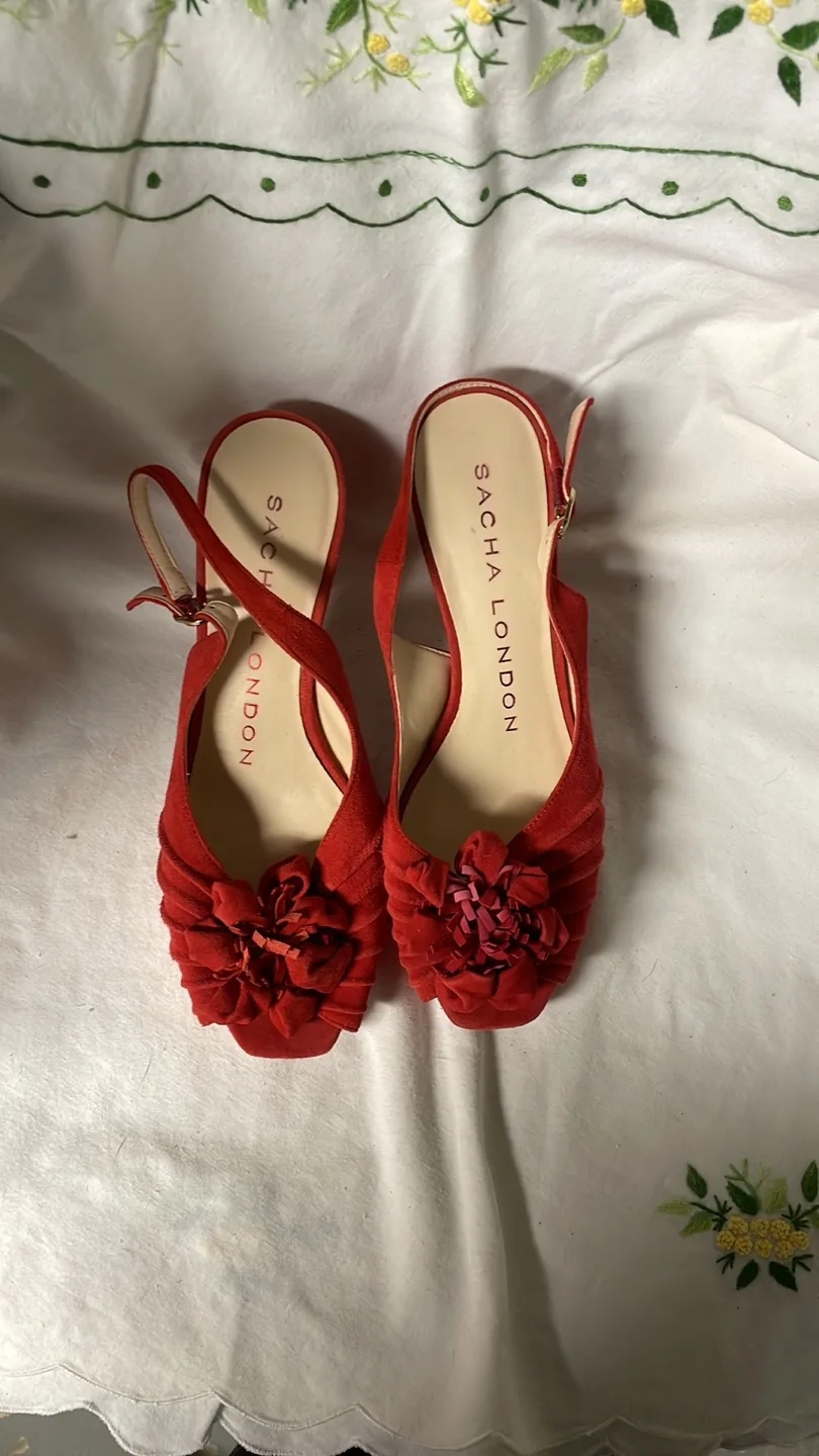 Sacha London Red Suede Slingback Heels thumbnail