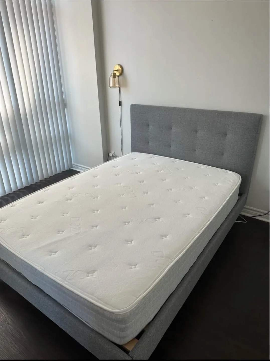 Grey Endy Bed Frame and Mattress (Double) - need gone ASAP thumbnail