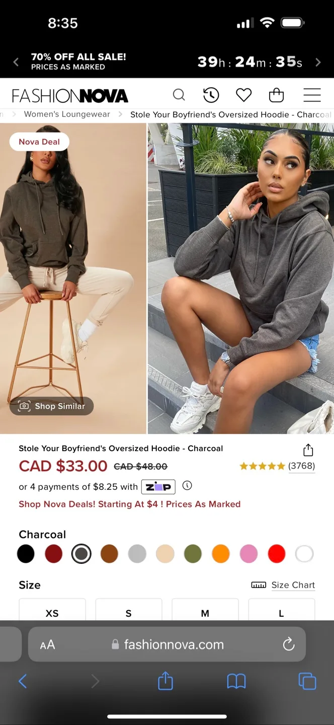 Fashion Nova Oversized Hoodie & Jogger Set - Charcoal image indicator(4)