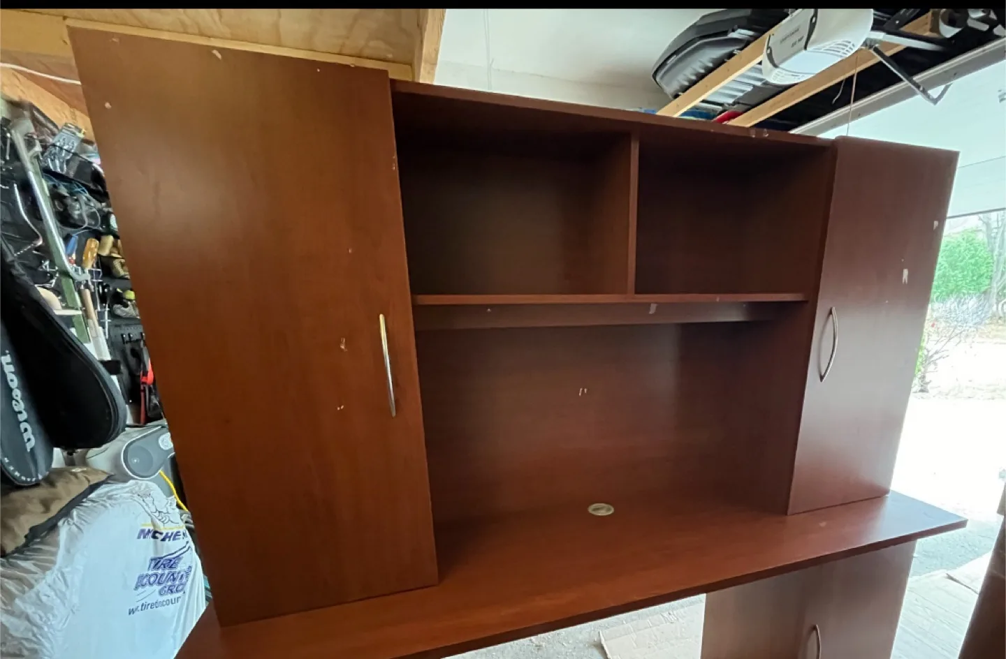 FREE wooden hutch with shelving and storage cabinets thumbnail