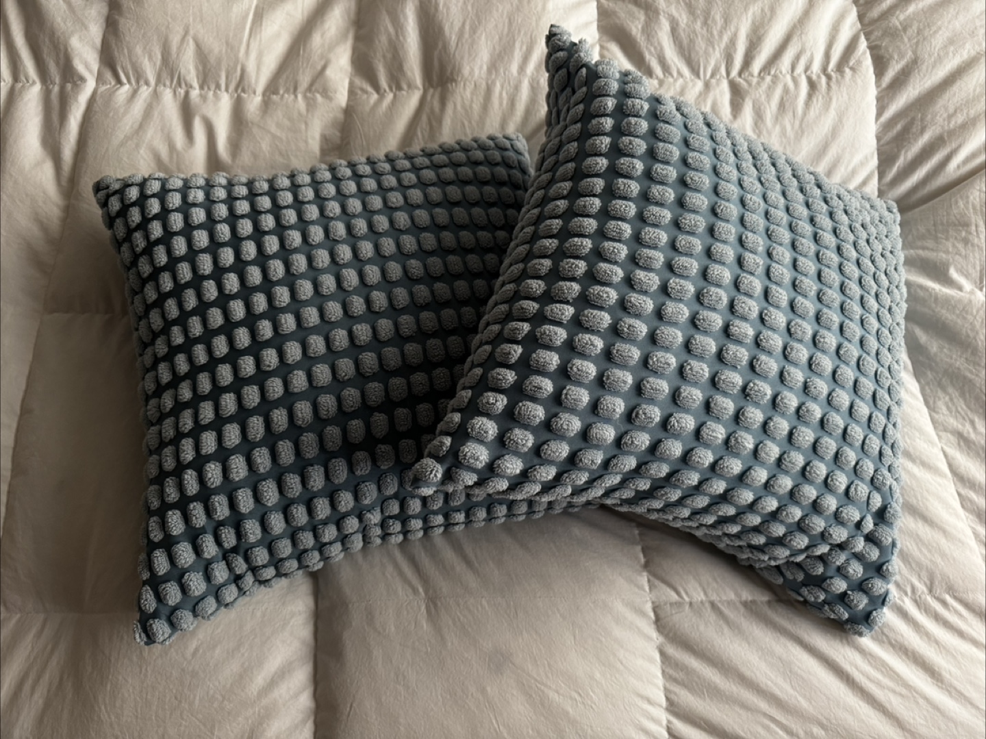 Blue / Grey Textured Throw Pillows - Set of 2