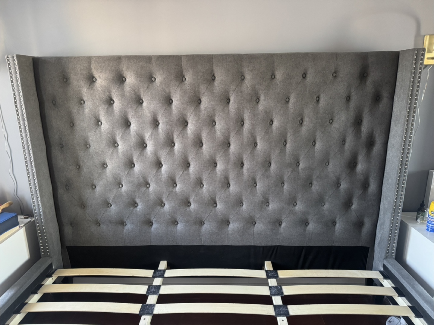 King Size Tufted Wingback Bed Frame - photo 4