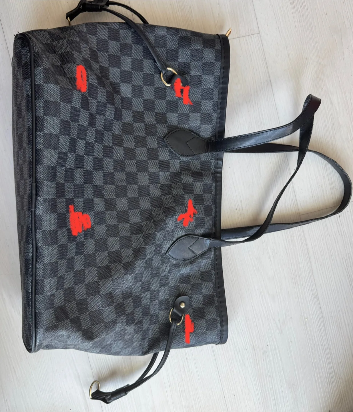 Black Checkered Tote Bag and wallet image indicator(2)