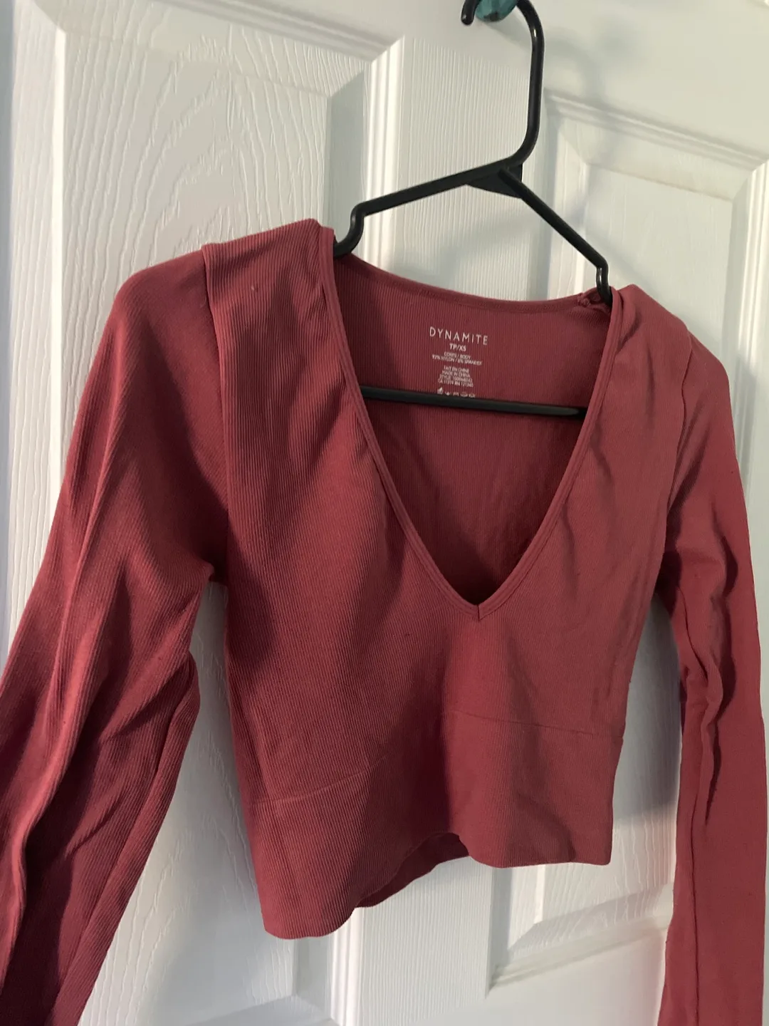 Dynamite XS Burgundy Long Sleeve Top thumbnail