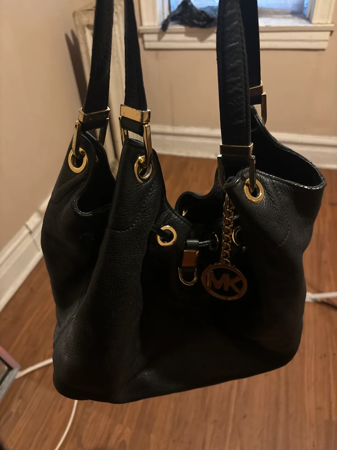 Michael Kors Black Leather Bucket Bag thumbnail