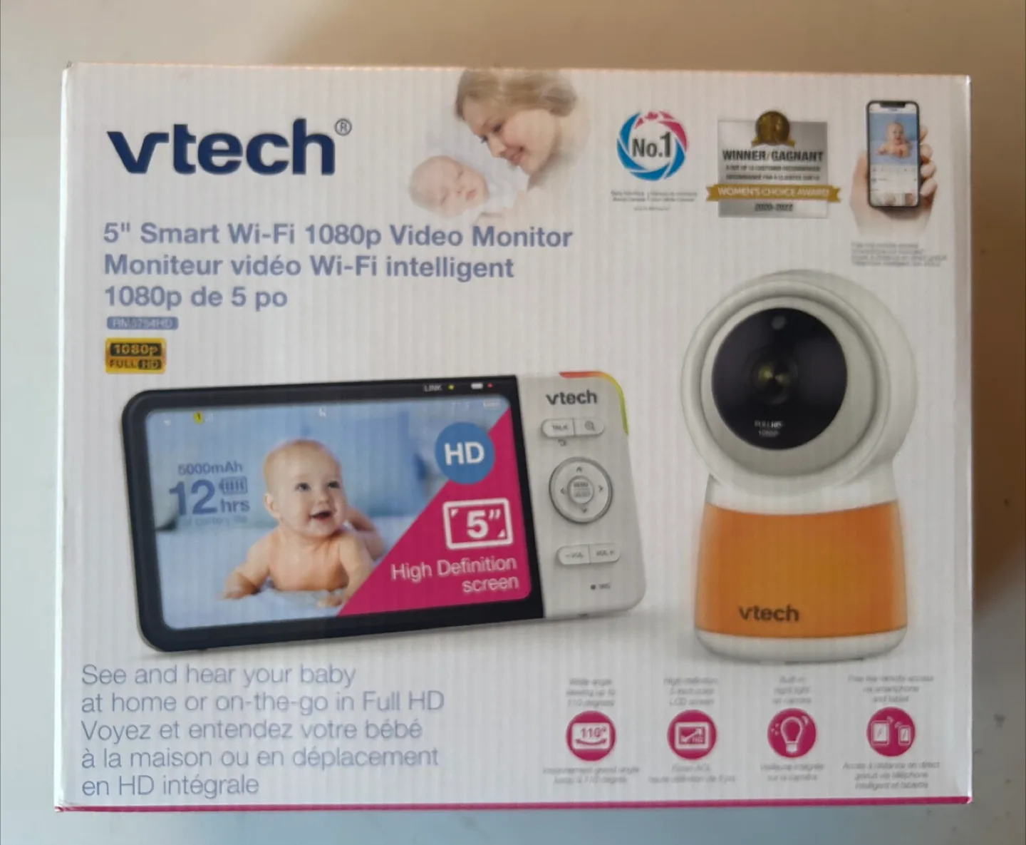 VTech 5" Smart Wi-Fi 1080p Video baby monitor thumbnail