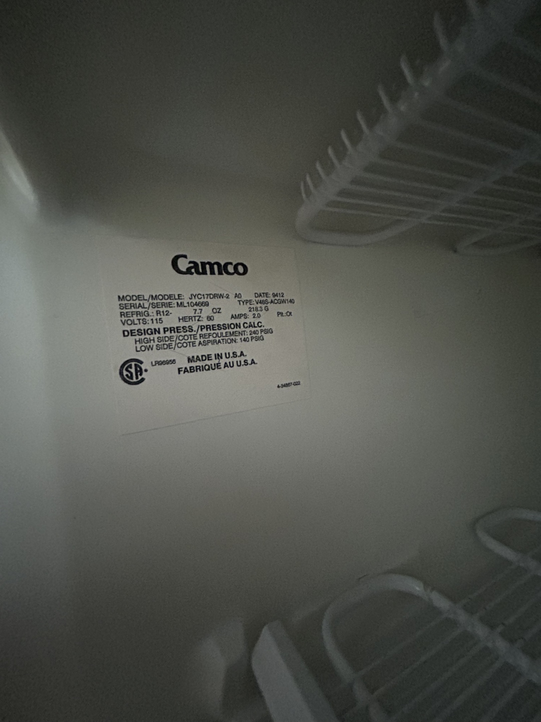 Camco Upright Freezer - photo 4