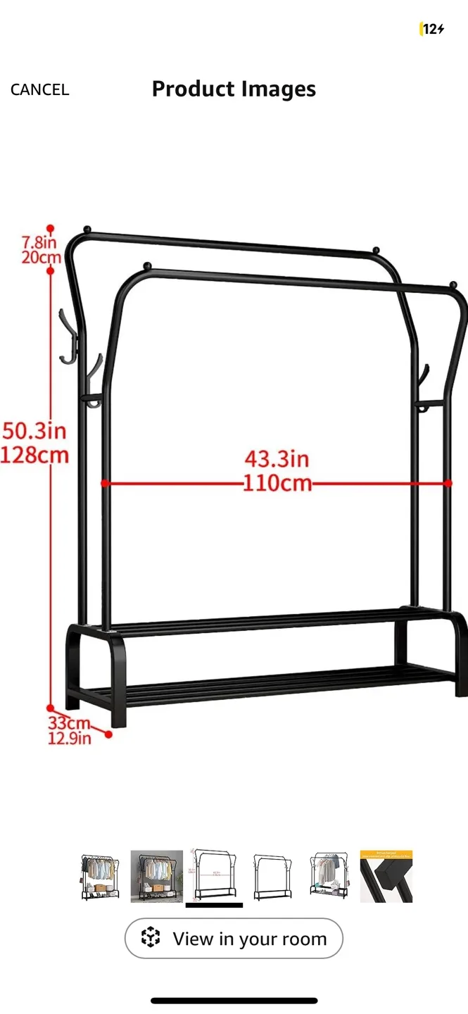 Double Rod Clothing Rack - Black thumbnail