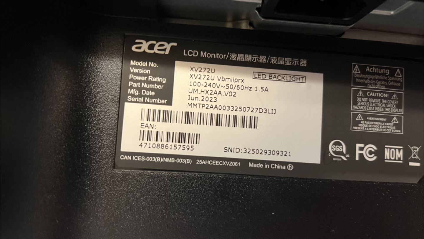 Acer XV272U 27" LCD Monitor - photo 3
