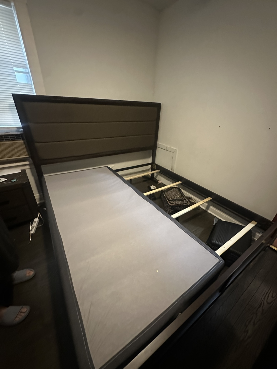 Bed frame king size.  With head bored and box springs