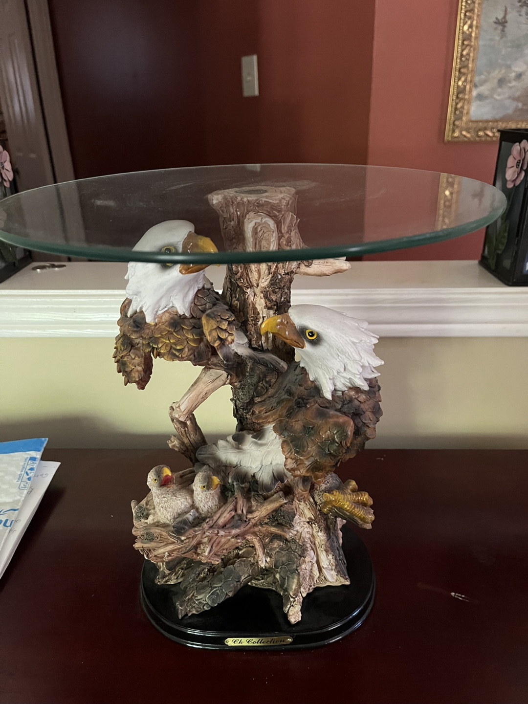 Eagle Sculpture Glass Accent Table - photo 2