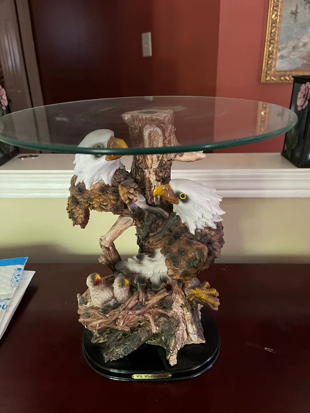 Eagle Sculpture Glass Accent Table image indicator(2)